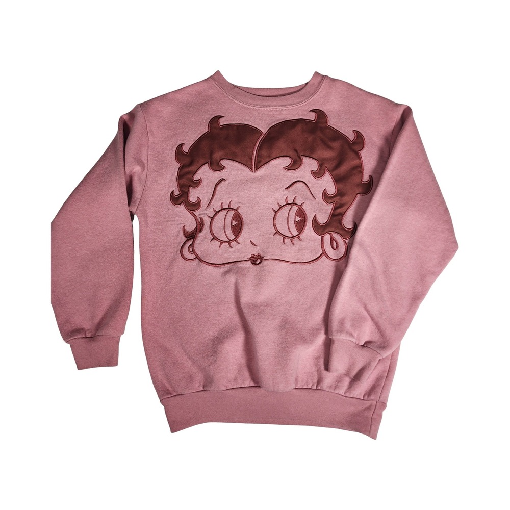 Betty Boop Pink Embroidered Crewneck Sweatshirt XXS Freeze 2024 Fleischer Studio